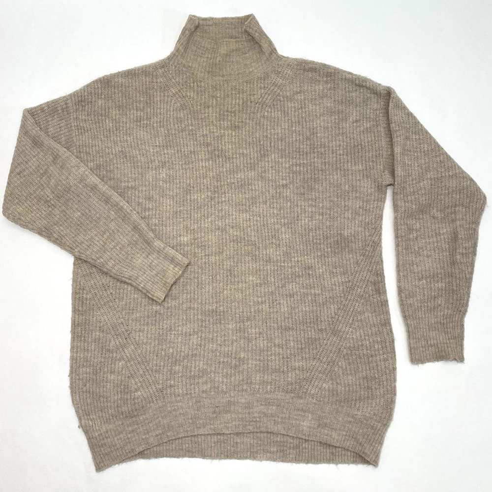 Express Cozy Tan Mock Neck Knit Long Sweater Pullover Women's Size XS/TP